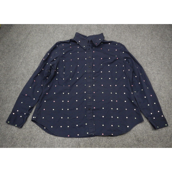 Jones New York Signature Button Up Shirt Top Women's Plus Size 1 Blue Polka Dot - Picture 1 of 7